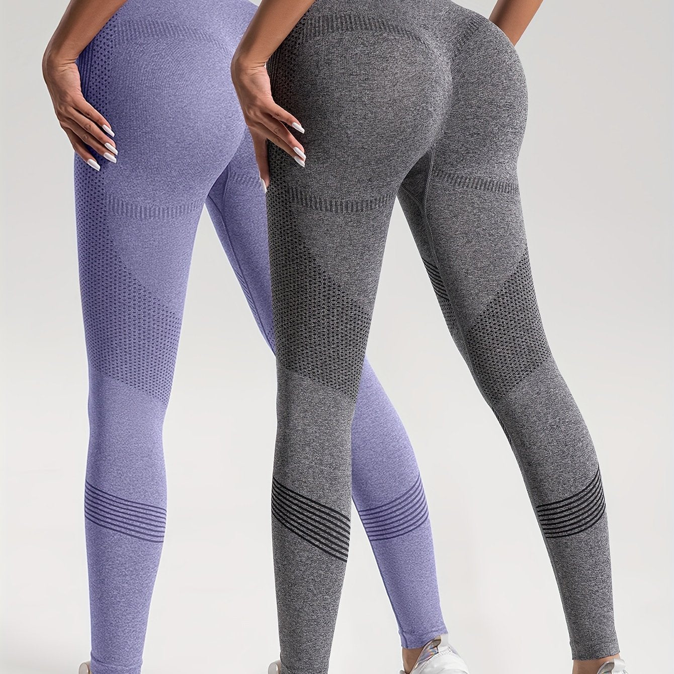 2pcs Solid Color High-Stretch Fitness Yoga Sports Leggings, Soft Breathable Yoga Tight Pants, Women's Activewear