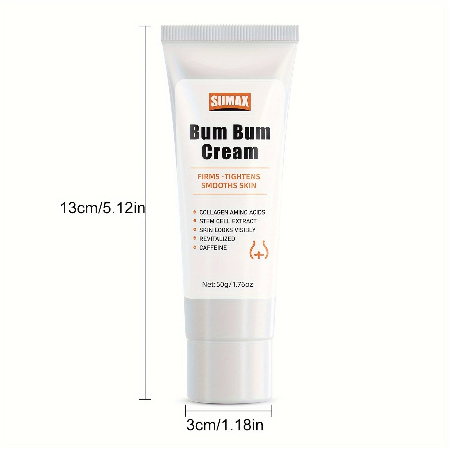 Brazilian Bum Bum Cream With Lemon Vanilla Scent - 2-in-1 Massage Cream And Massage Lotion - Non-Greasy Skin Tightening Cream For Firm Butt, Belly & Thighs With Collagen And Caffeine - 50g