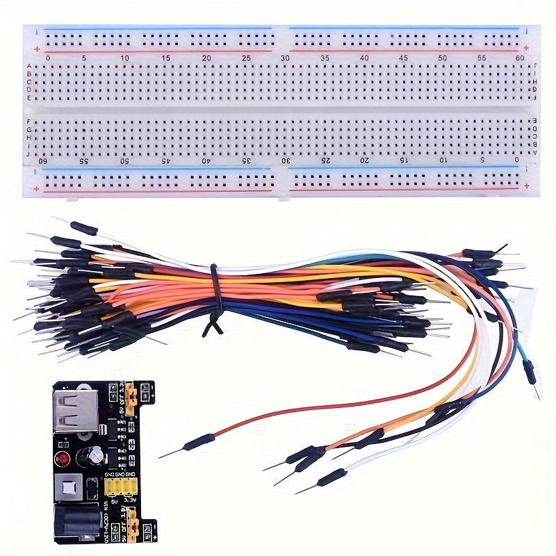1 Set Electronics Component rotary switch Fun Kit W /Power Supply Module, Jumper Wire, 830 Tie-Points Breadboard, Precision Potentiometer, Resistor Compatible with Arduino, Raspberry Pi