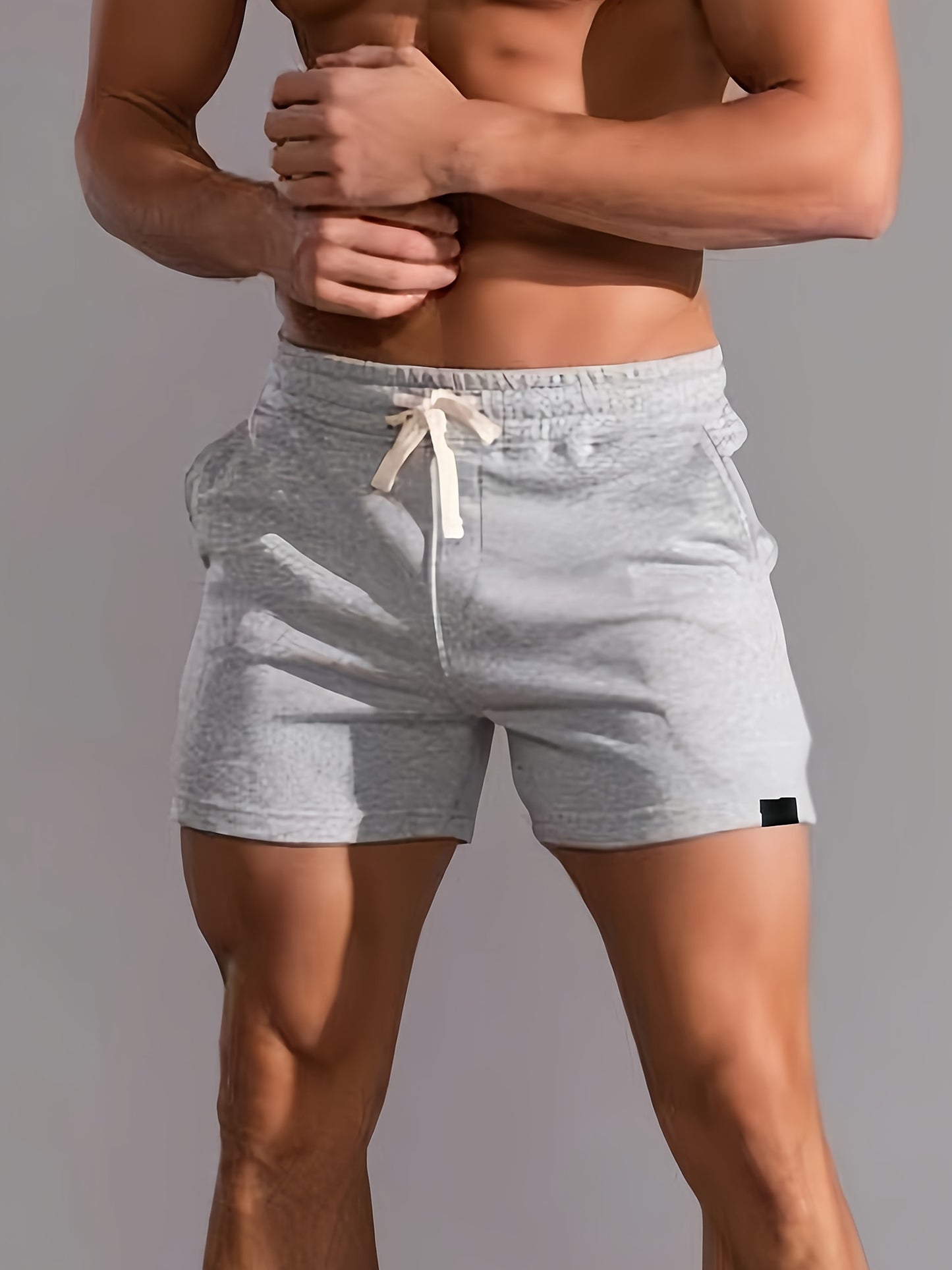 Slim Fit Comfy Active Shorts, Men's Casual Slant Pocket Stretch Waist Drawstring Shorts For Summer Basketball Running