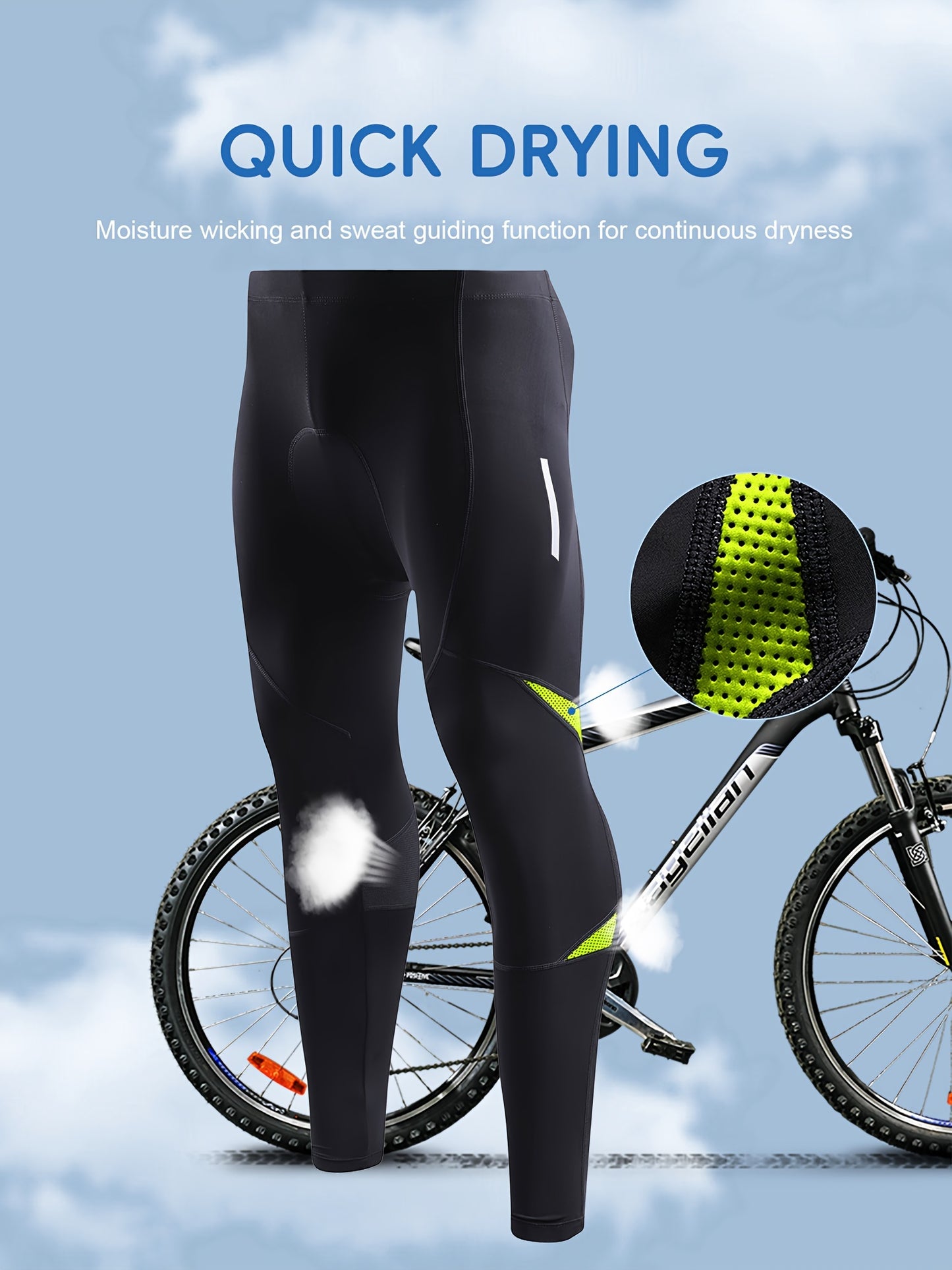 Quick Dry Men's Cycling Pants With Padded Seat - Stretchy Bike Leggings For Comfortable Riding