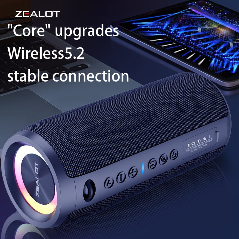 ZEALOT S51 Pro 40W Wireless Speakers - 16Hrs Playtime, Dual Pairing, Booming Bass, Waterproof IPX5, Portable with Handle, USB-C Charging, 7.2 Surround Sound, 40W Power, for Home, Car, Camping, Travel - Ideal Christmas Gift