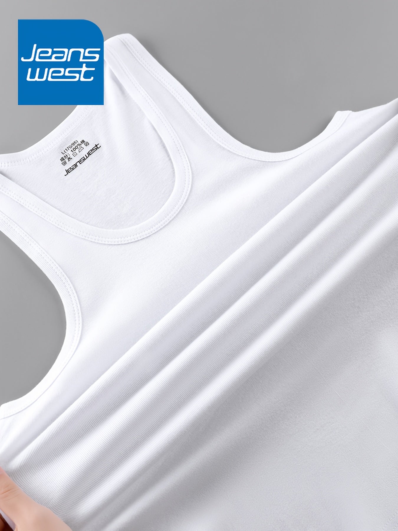 JEANSWEST Men's Vest 3-Pack, Pure Cotton Fashion Simple Solid Color Slim-Fit Tank Top