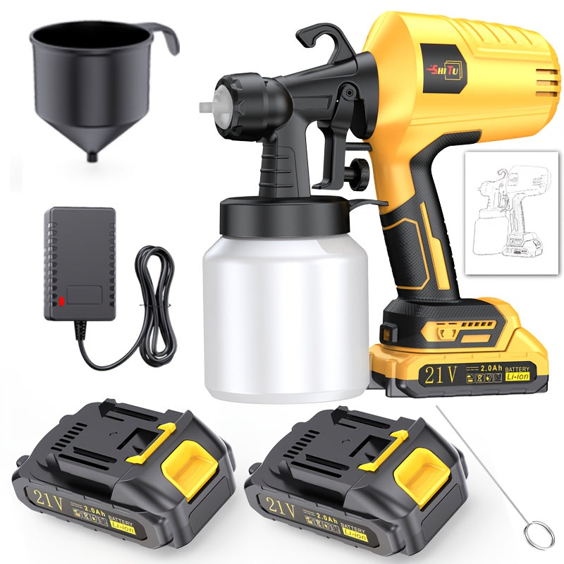 2025 New Model Wireless Paint Sprayer with Cordless High-Pressure Spray Gun - Heavy-Duty Battery-Powered Paint Gun with Ergonomic Grip, Easy-Clean Design & Large Paint Tank for Indoor/Outdoor Walls, Wood, Furniture, DIY Proje