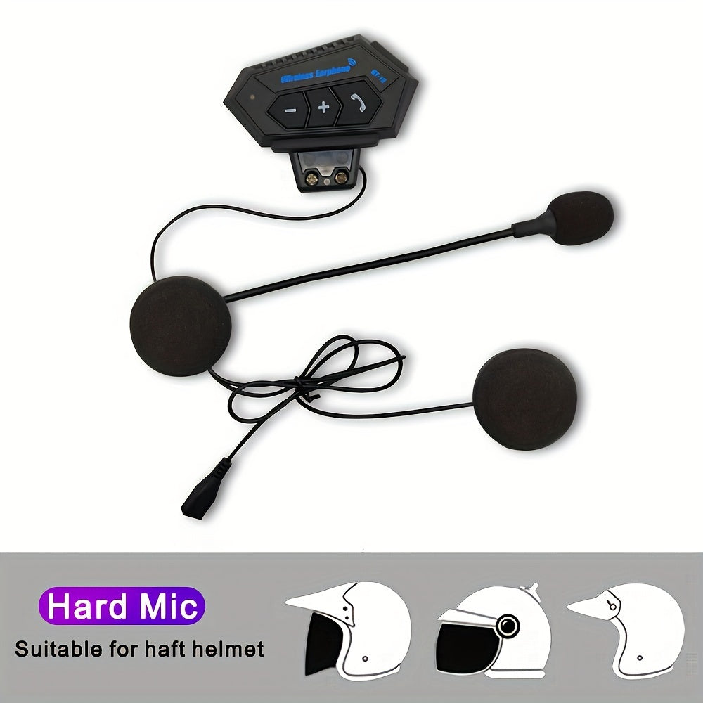 Wireless 12, Wireless Motorcycle Helmet Earphone Headset Hands-free Call Kit Stereo Music Player Speaker