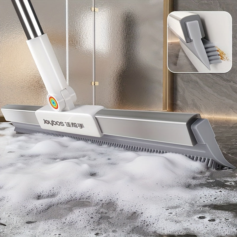 30cm/11.8inch All-in-One TPR Squeegee, Magic Broom with Comb Teeth, Stainless Steel/TPR Multi-Surface Floor, Window, Bathroom Cleaner - Effortless Water, Dust, Pet Hair Removal for Hardwood, Tile, Glass, Kitchen - Space-Savin