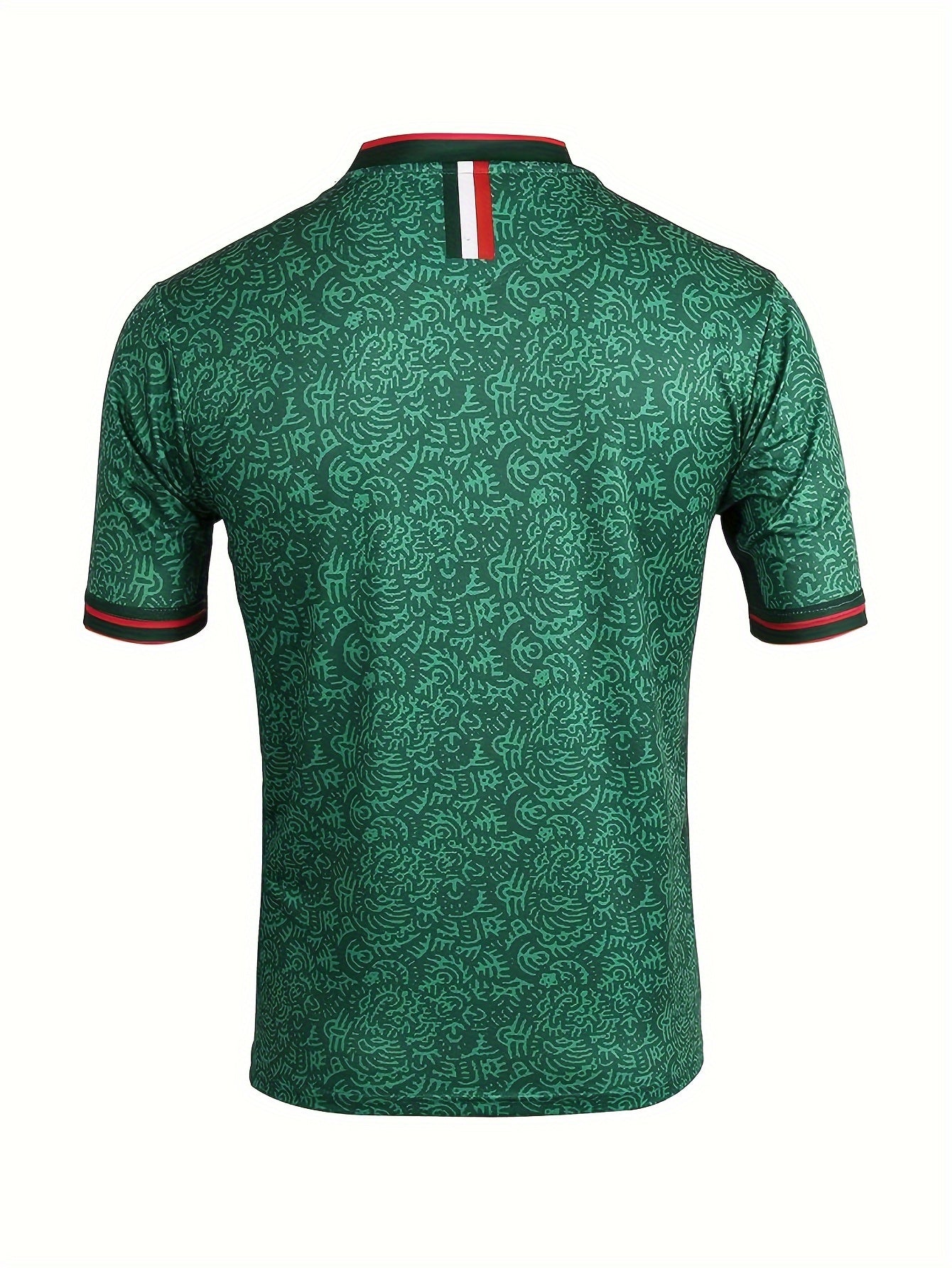 Mexico Men's Letter Print Breathable Football Jersey, Active Slightly Stretch Crew Neck Short Sleeve Soccer Club Uniform Shirt For Training Competition