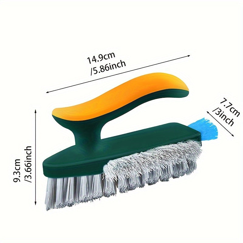 1pc 3-in-1 Gap and Floor Cleaning Brush - Durable Plastic Material, Portatile Design for Bathroom, Kitchen & Living Room Use with Glass Scraper Triple-Sided Grooved Head Multi-Purpose Commercial Tool, Bathroom Cleaning Suppli