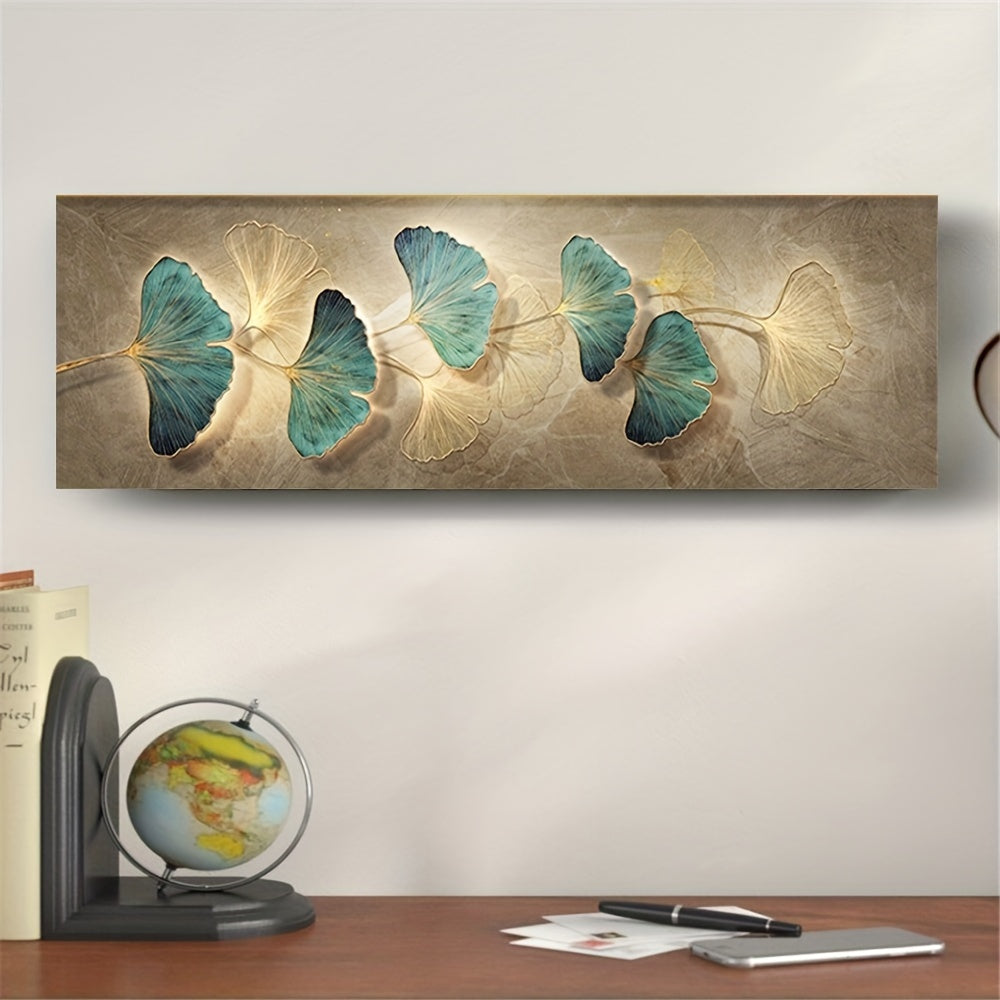 1pc HD Printed Ginkgo Biloba Leaves Canvas Decorative Painting, Light Luxury Art Print Picture, Texture Wall Art Painting For Living Room Bedroom Dining Room Restaurant Office Hotel Homestay & Home, Artwork, Home Decor, No Fr