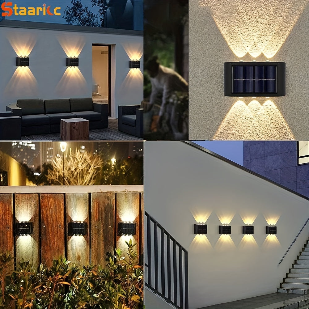 Staaricc 6/ 4/ 2pcs Solar Wall Light, Outdoor 6 LED Deck Lights, Wall Light, For Courtyard, Street, Fence, Garage, Garden Perfect Decoration