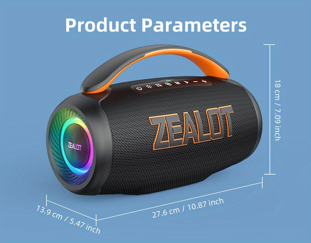 ZEALOT 60W Subwoofer Speaker, Wireless Speaker with Handle, 8000mAh Battery, Easy to Carry, RGB Lights, EQ Mode, TWS Pairing, Booming Bass. IPX5 High Quality, Great for Parties And Gatherings. for Home, Car, Camping-ZEALOT P1