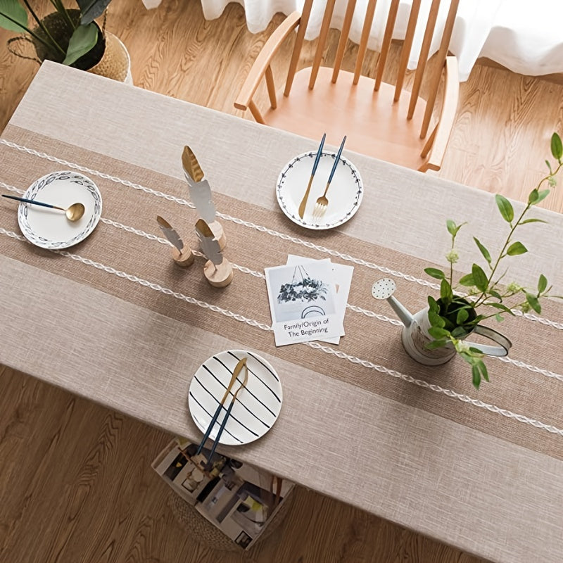 1pc Rustic Tassel Tablecloth - Stain Resistant, Washable, and Perfect for Picnics, Camping, Weddings, Birthday Parties, Thanksgiving, Restaurants, and Buffet - Home Kitchen Decor