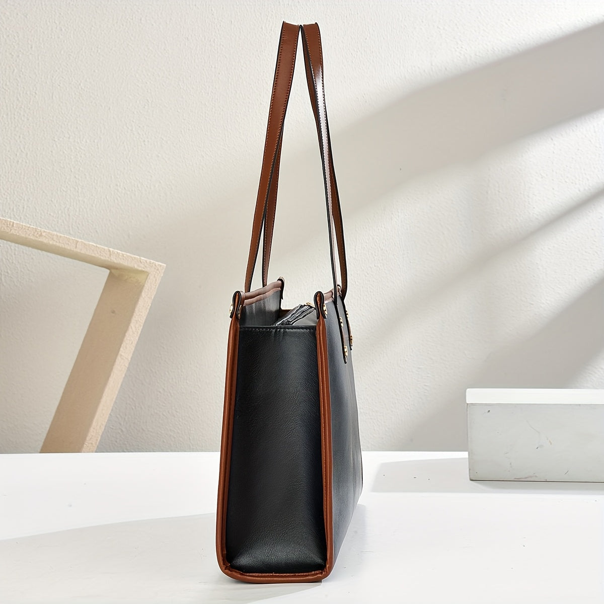 Women's Professional Handbag - Large Capacity Tote & Briefcase, Work Bag with Zipper Closure, Elegant Minimalist Purse for Office, Commute, Formal/Casual Events - Coffee Brown/Beige/Black, Formal Event Accessory, Quilted Patt