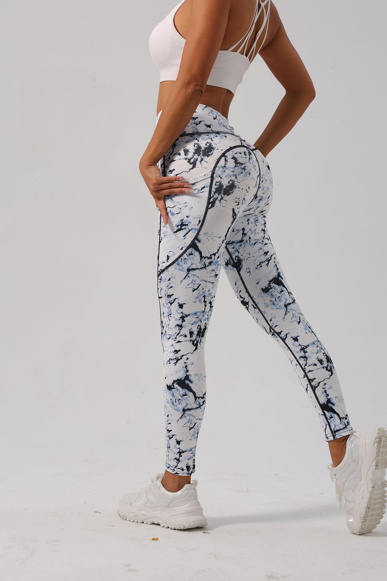 Three-Pack Tie-Dye Print Yoga Pants, Polyester Spandex Fabric Soft Comfortable High Waist Stretchy Fitted Leggings for Daily Wear Workout Casual Cycling Outdoor