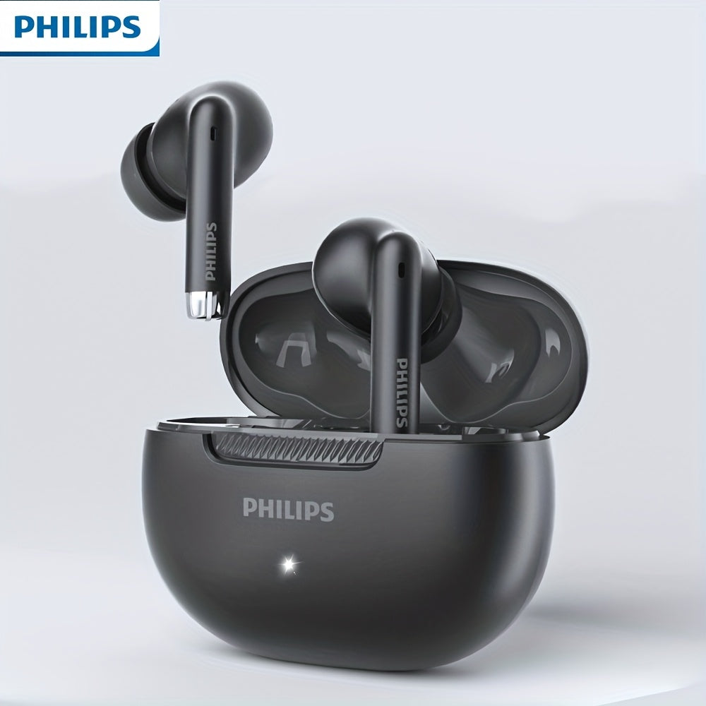 PHILIPS Wireless Black Eapphones Eurbuds Super endurance Headphones, Smooth curve border, Sophisticated and trendy, 320mAh Charging case TAT2020