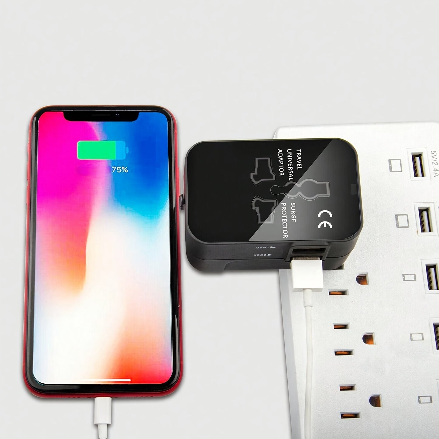 1pc Universal Travel Socket, Dual USB Ports, 110V-240V Input, EU/US/AU Plug, Surge Protection, All-in-One Wall Charger for Over 150 Countries, Essential for Business Trips and Travel