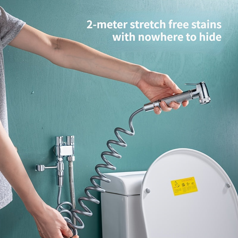 Versatile Wall-Mounted Spray Gun Set with Dual Stainless Steel Valves - Ideal for Bathroom, Pet Showers & More, Chrome Finish, Easy Installation, Fits G1/2 Hoses, Floor Cleaning Tool|Sleek Bathroom Fixture|Durable Alloy Const