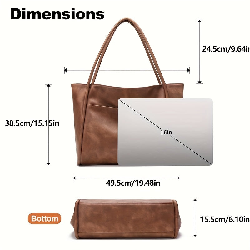 Vintage Light Brown Women's Tote Bag, Large Capacity Multi-Functional    for Daily Commute