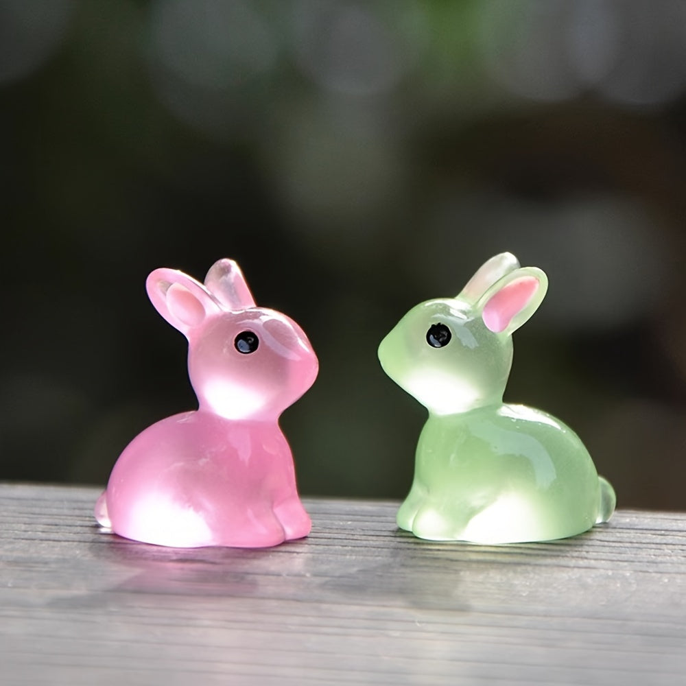 10/18/36pcs Cute Mini Luminous Resin Bunnies Ornament Glow In The Dark Miniature Figurines Rabbit Micro Landscape Fairy Garden Accessories