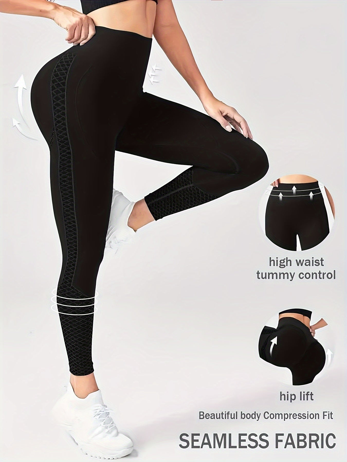 High-waisted Compression Sports Tights - Super Comfortable, Abdominal Control, Sweat-wicking, Four-way Stretch, Adjustable Length, Wide Waistband, Elegant Design, Suitable for Women - Perfect for Yoga, Fitness, and Daily Wear