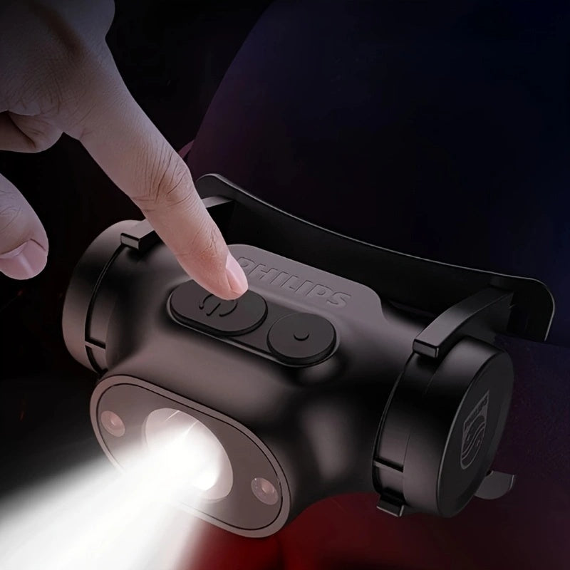 Philips SFL1851 Headlamp, High-Power Charging, Flashlight, Ultra-Bright Sensor Head-Mounted Lighting, Headlamp, Smart Sensing, Smart Battery Level Display, Durable Outdoor Fishing Flashlight, Outdoor/Work/Home Use, Head Flash