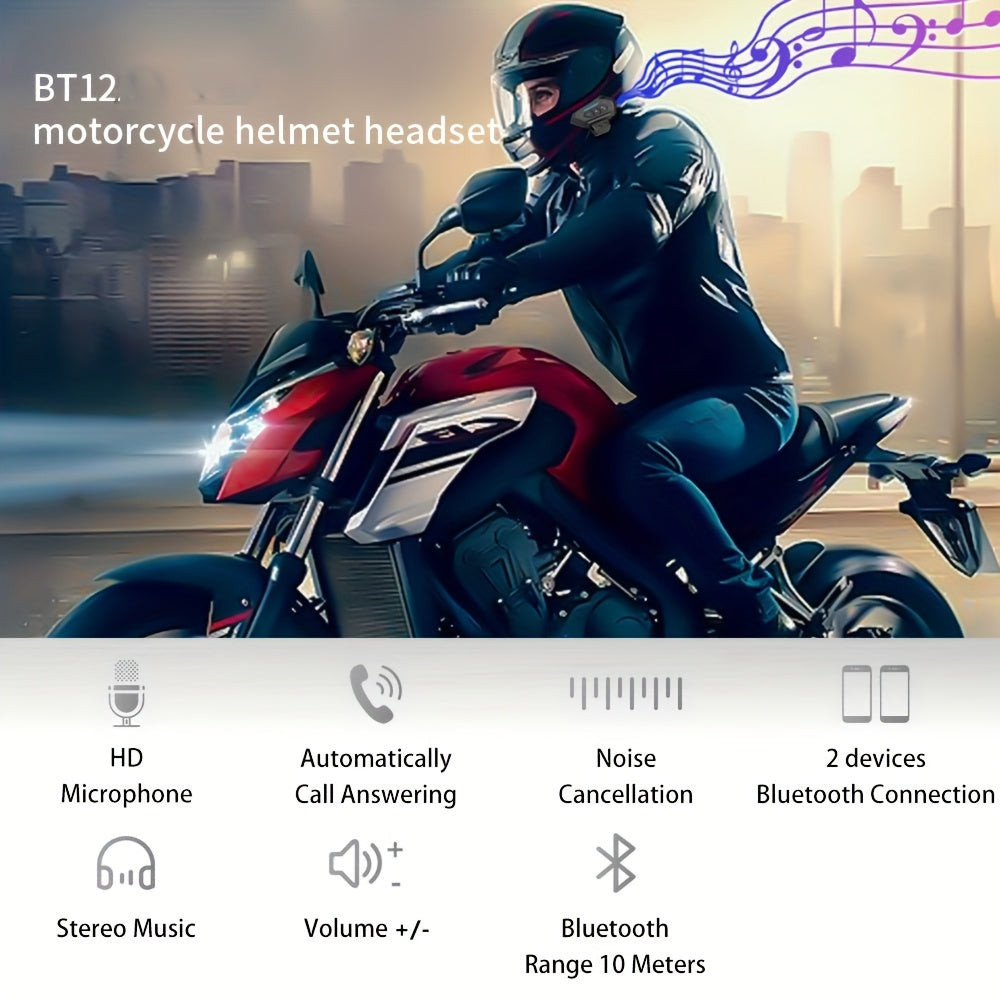 Motorcycle Wireless Helmet Headset Hands-free Call Kit Stereo Anti-interference Music Player Speaker