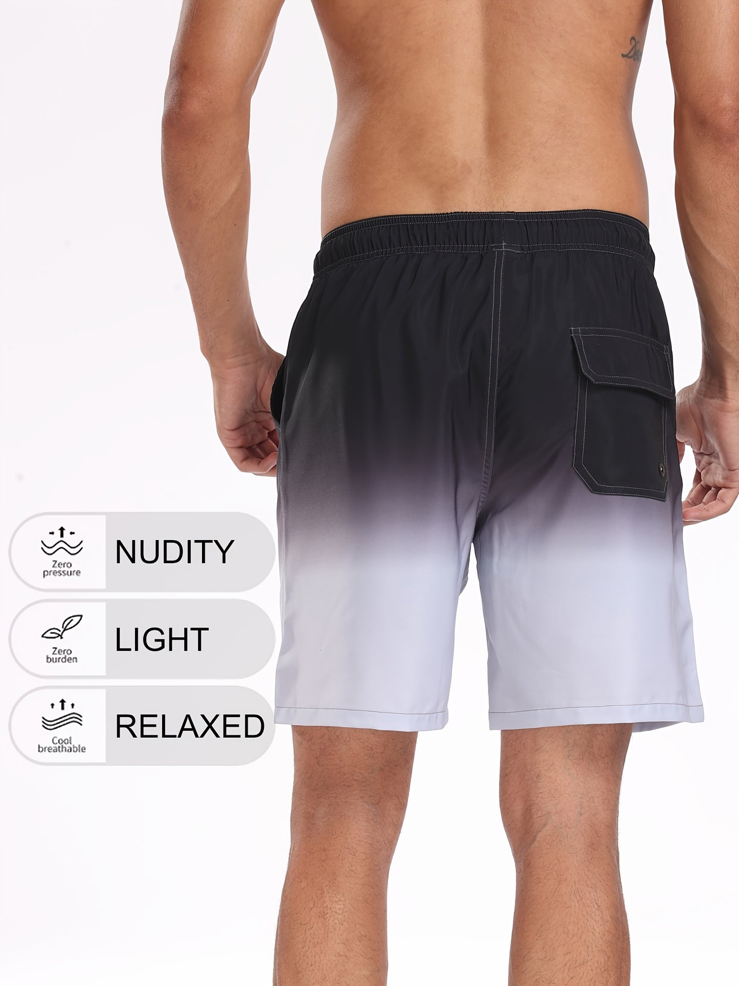 Men's Quick-Dry Beach Shorts with Tropical Palm Tree & Palm Leaf Print - Breathable Stretch Fabric for Summer, Outdoor, Hiking, Swimming - Machine Washable Casual Athletic Shorts, Outdoor Activewear, Summer Shorts