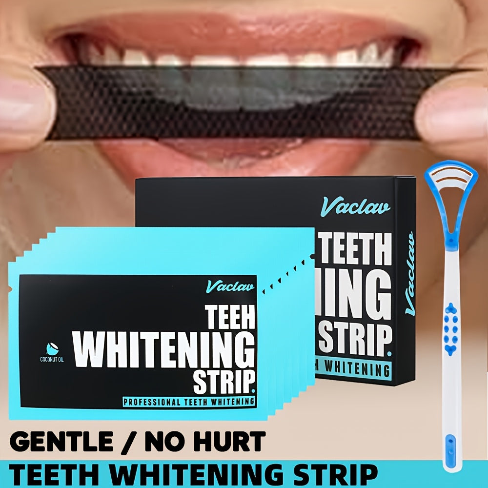 7/14/28 Pairs of Activated Carbon Teeth Whitening Stickers, Teeth Cleaning Stickers, Can Be Used with Tongue Coating Scraper, for Daily Use and Travel