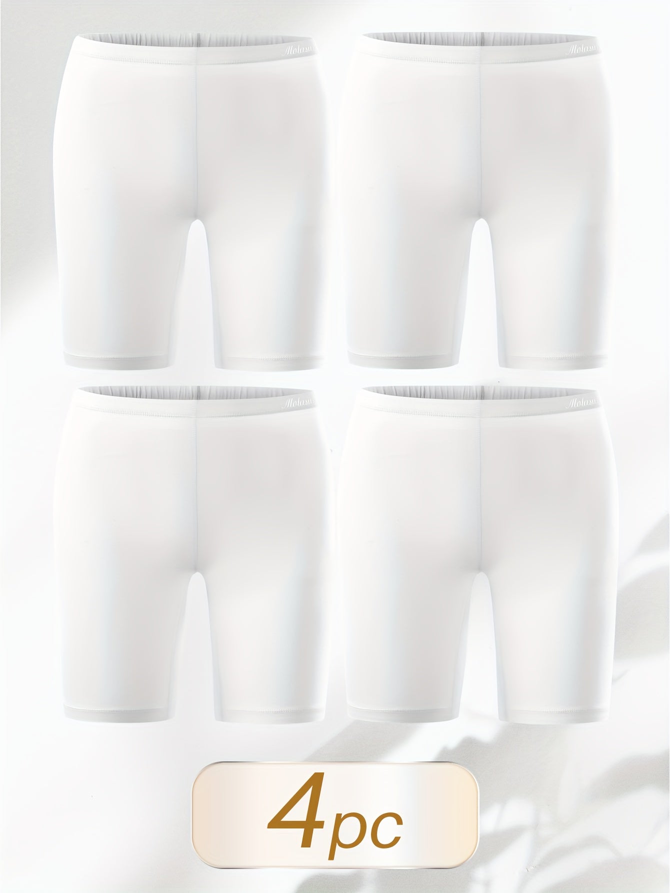 Women's Cotton Boyshorts Underwear 4-Pack - Comfortable Full Coverage Boxers, Knit Fabric, Solid Color, Simple Style, 95% Cotton 5% Spandex