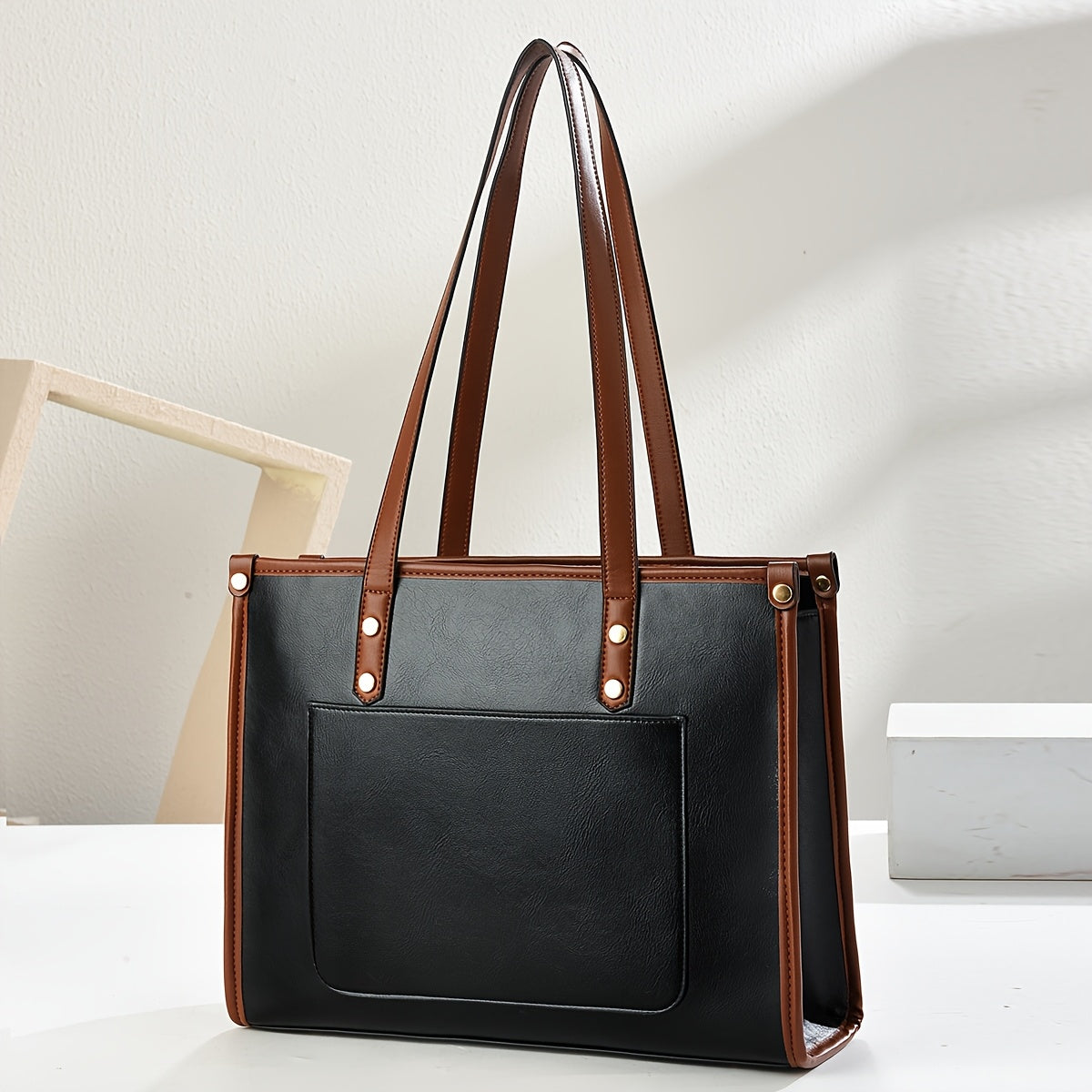 Women's Professional Handbag - Large Capacity Tote & Briefcase, Work Bag with Zipper Closure, Elegant Minimalist Purse for Office, Commute, Formal/Casual Events - Coffee Brown/Beige/Black, Formal Event Accessory, Quilted Patt