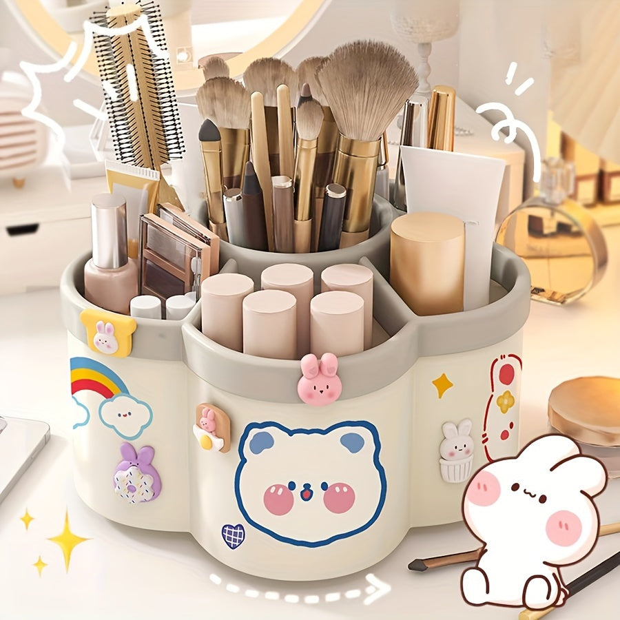 Rotating Desk Organizer - Multi-Compartment Storage Caddy for Stationery, Makeup Brushes, Lipsticks, Eyebrow Pencils - Durable PP Material, Fragrance-Free, Ideal for Dorms and Office Desk Organization, Desk Accessories Office