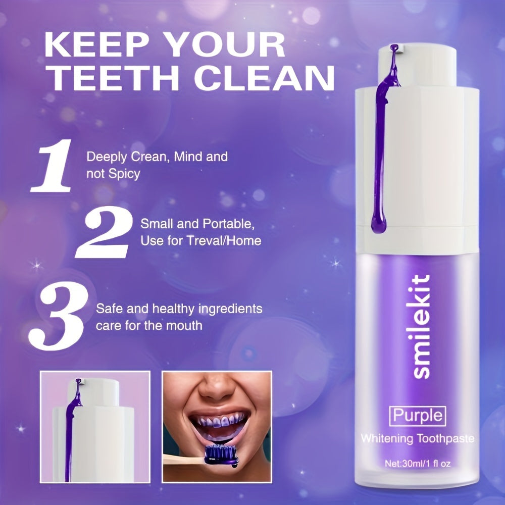 Minty Fresh Purple Whitening Toothpaste - Deep Clean, Gentle on Gums, Freshens Breath, Portable for Travel & Home Use