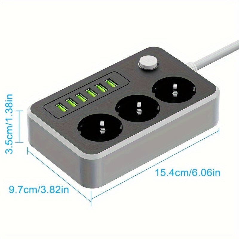 The New Multifunctional Power Board/socket For 2024, With One Power Board Equipped With (3AC+6USB-A), One Main Switch, And A 1.5 Meter Long Power Extension Wire, Is Designed For Various Usage Scenarios Such As Home, Office, K