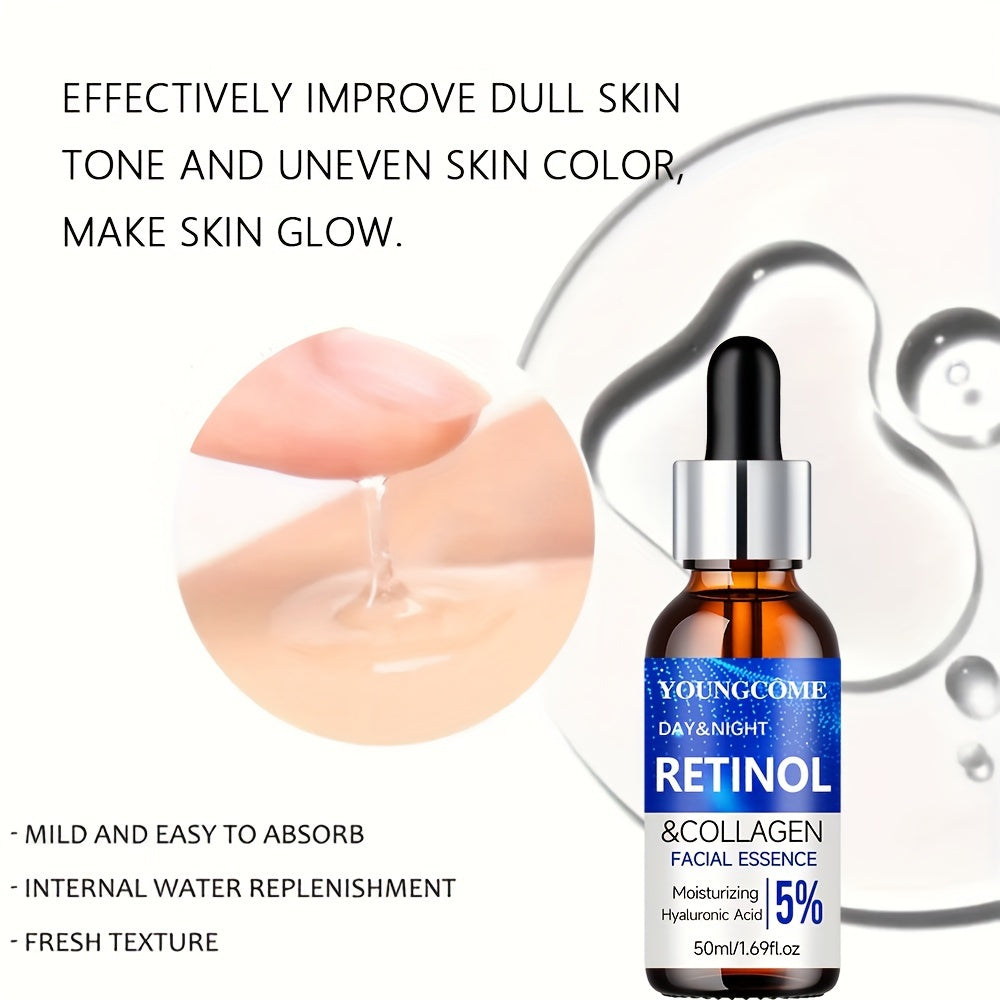YOUNGCOME Retinol & Collagen Firming Cream and Hydrating Serum Set - 50ml Each, Alcohol-Free for All Skin Types, Smooths Wrinkles & Boosts Elasticity