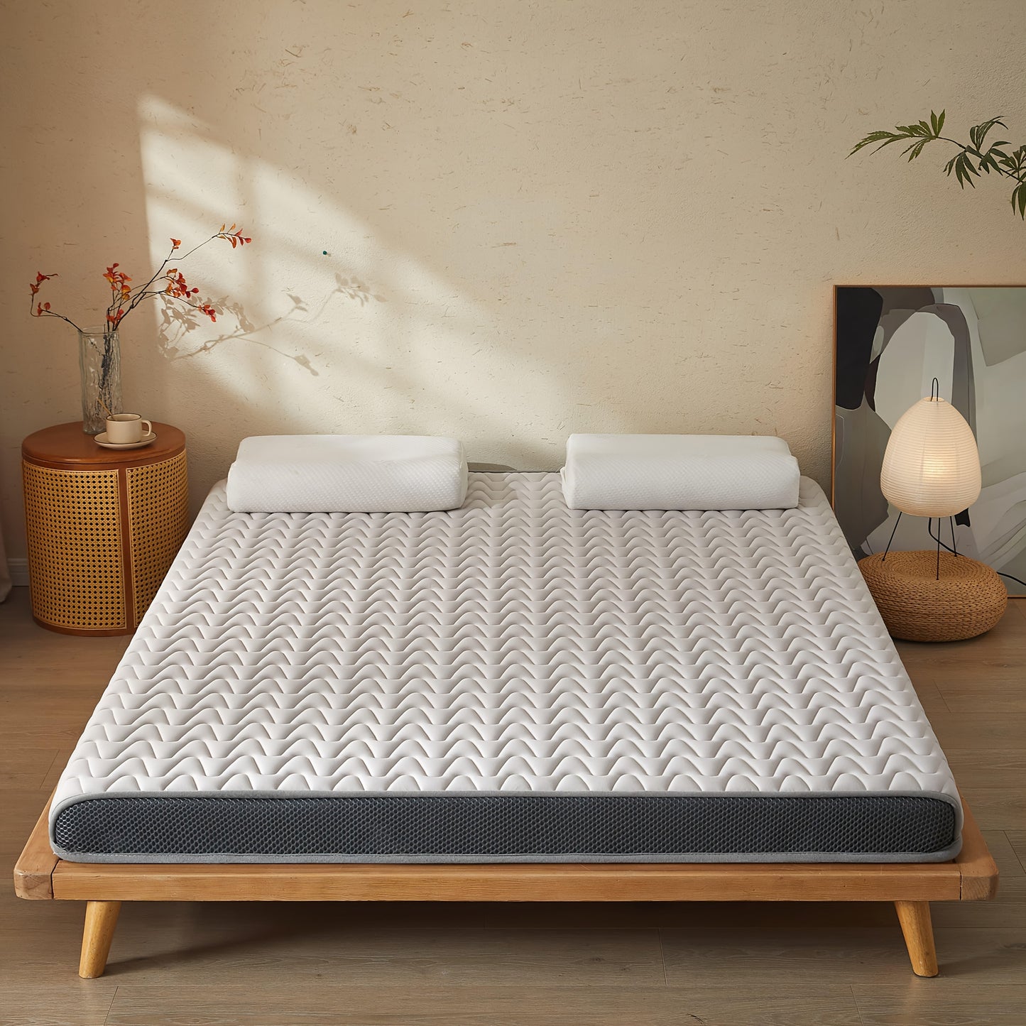 1pc 5cm Memory Foam Mattress Topper - High-Density Support, Slow Rebound Pressure Relief, Ultra-Soft Quilted Surface & Breathable Mesh Design, Foldable Portable Bed Pad, All-Season Comfortable Bedding for Bedroom, Dorm & Gues