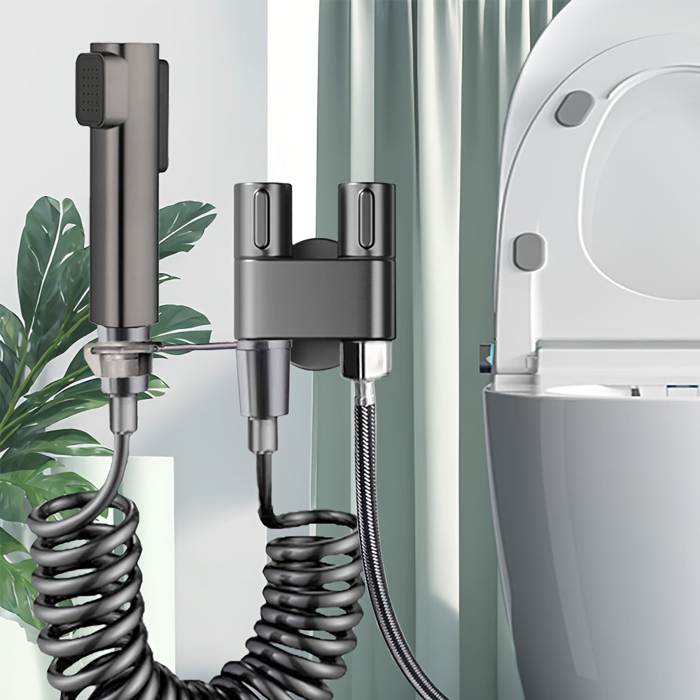 Square Dual-Mode Spray Gun with Mini Scratch-Resistant Stainless Steel Stand, Two Water Flow Options