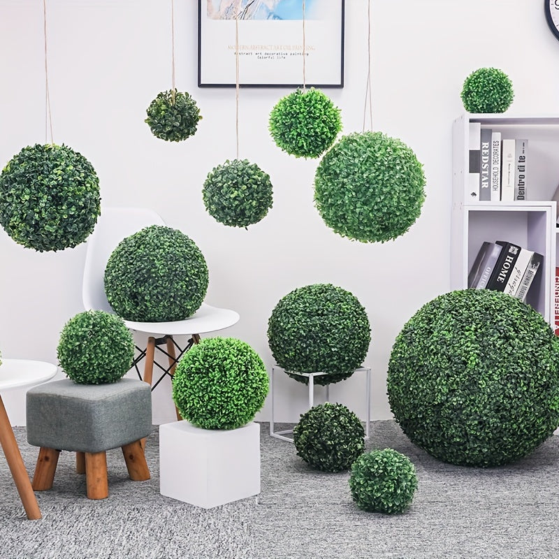 1pc Artificial Green Grass Ball, Various Sizes Of Boxwood Hanging Decorative Ball, Suitable For Family, Courtyard, Outdoor Garden, Courtyard, Wedding Party Decoration