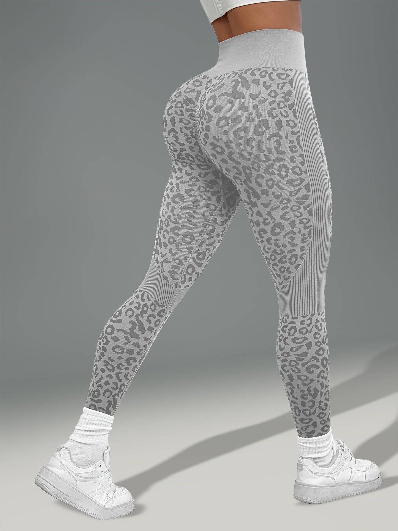 Women'S Leopard Print Yoga Pants - Non-Slip Workout Leggings with Elastic Waistband, Stretchy & Breathable Gym Pants for Yoga, Running, Casual Attire - All-Season Fitness Leggings in Pink & Leopard Print - Non-Slip Grip Activ