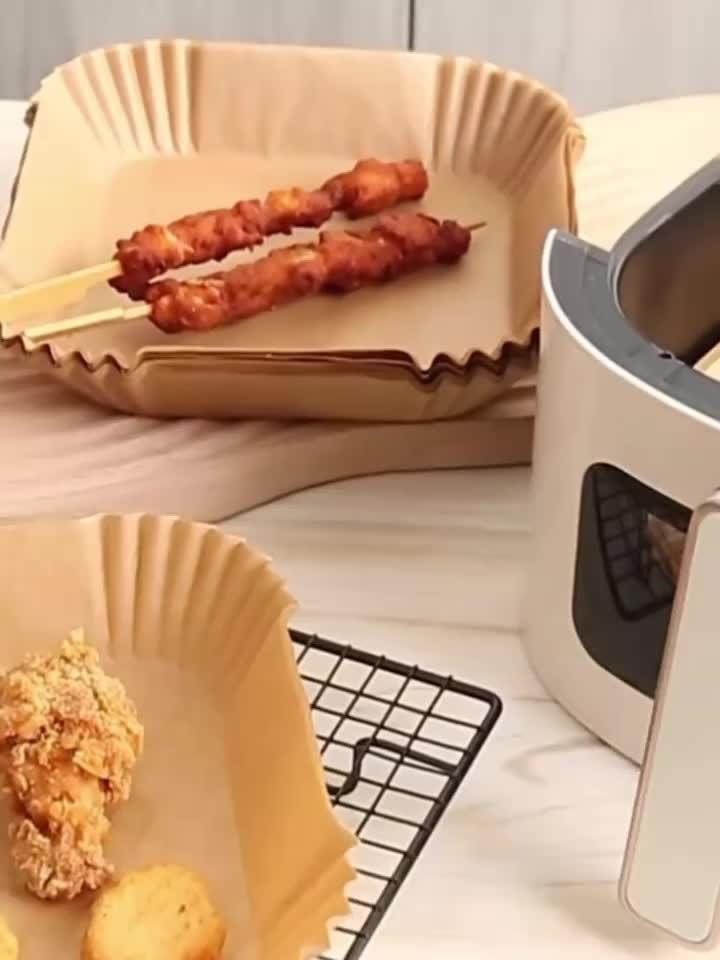 10/50/100pcs, Disposable Air Fryer Liners (16.0cm), Square Paper Air Fryer Liner Pots, Paper Basket Bowls, Baking Trays, Oven Accessories, Baking Tools, Kitchen Gadgets, Kitchen Accessories