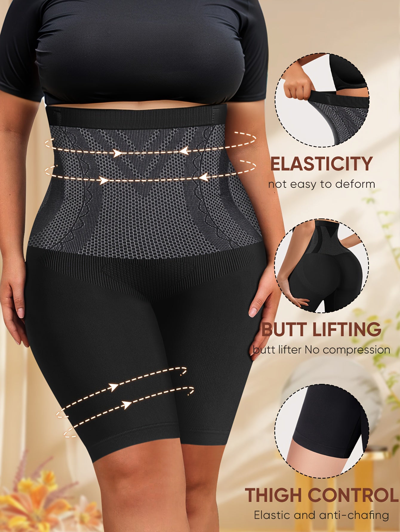 Future Fiber Plus Size High-Waisted Shapewear Panties | Aerodynamic Waistband Design, Midnight Poetry Commuter Invisible Life Support Belted Tummy Control Leggings for Women