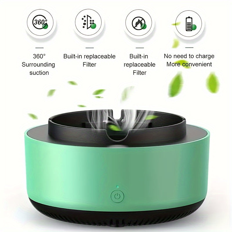 Smart Ashtray Air Purifier - Instant Odor Elimination, Battery-Powered (AA Batteries Not Included), Perfect for Home & Gifts