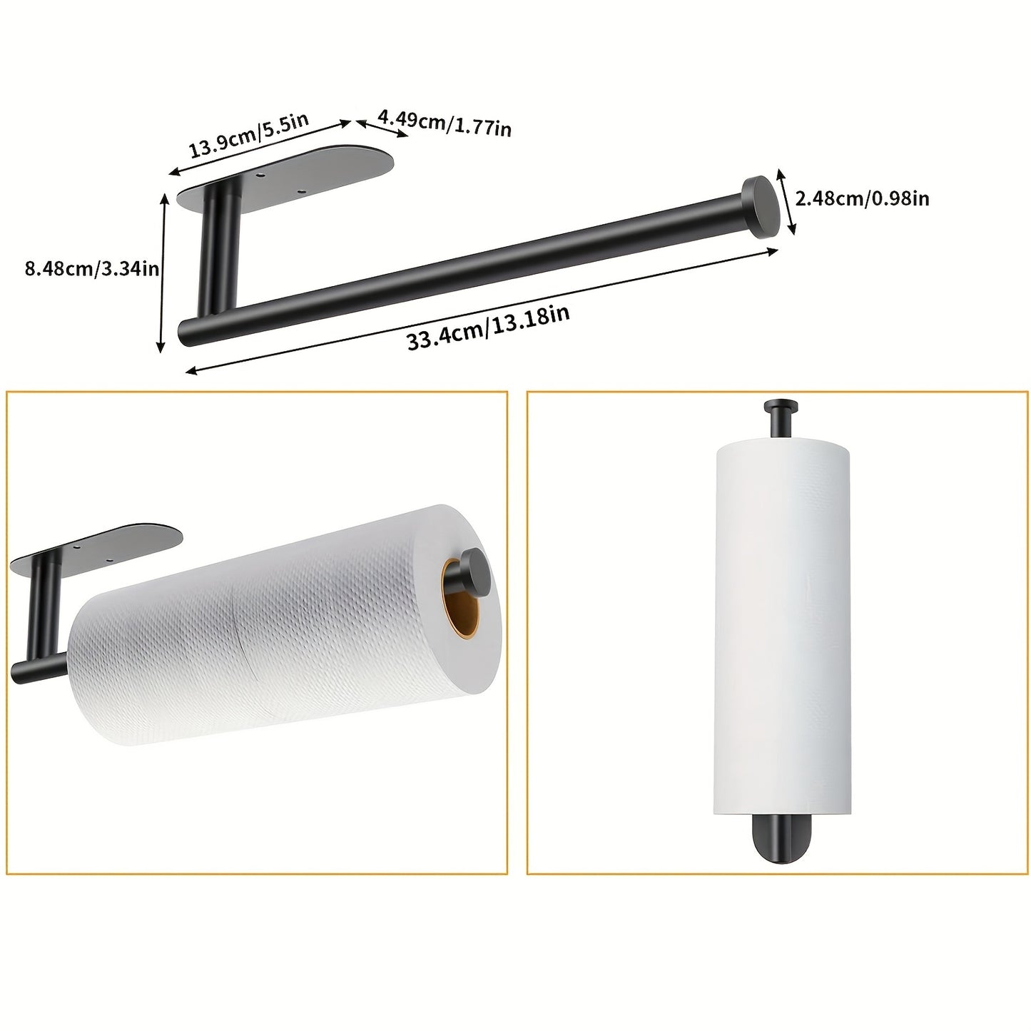 1pc Self-Adhesive Paper Towel Holder Under Cabinet For Kitchen, Bathroom Tissue And Towel Holder, Plastic Wrap And Roll Paper Storage Storage Rack, Home Kitchen Bathroom Supplies