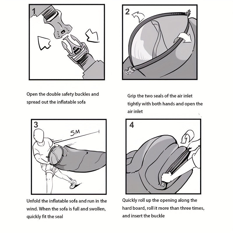 1pc Large Inflatable Sofa Chair - Heavy-Duty Oxford Fabric Portable Air Bed/Seat, Foldable Self-Inflating Couch for Adults &, No Needed, Ideal for Camping, Beach, Music Festivals, Backyard (Takes Air from Mouth, Chaise Pliant