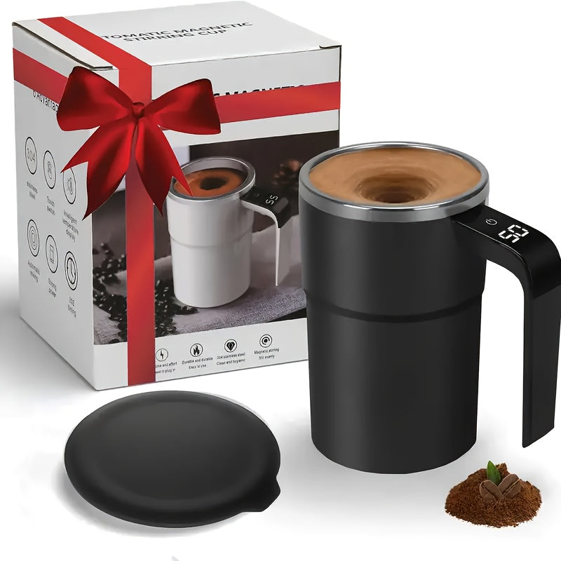 Smart USB-Powered Self-Stirring Coffee Mug with Temperature Display - Stainless Steel, Portable & Easy to Clean - Perfect for Home, Office, Travel & Car Use