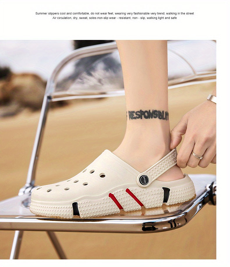 Unisex Clogs, Garden Shoes, Lightweight Non Slip Slides Slippers, Casual Hollow Out Beach Sandals, adult's footwear