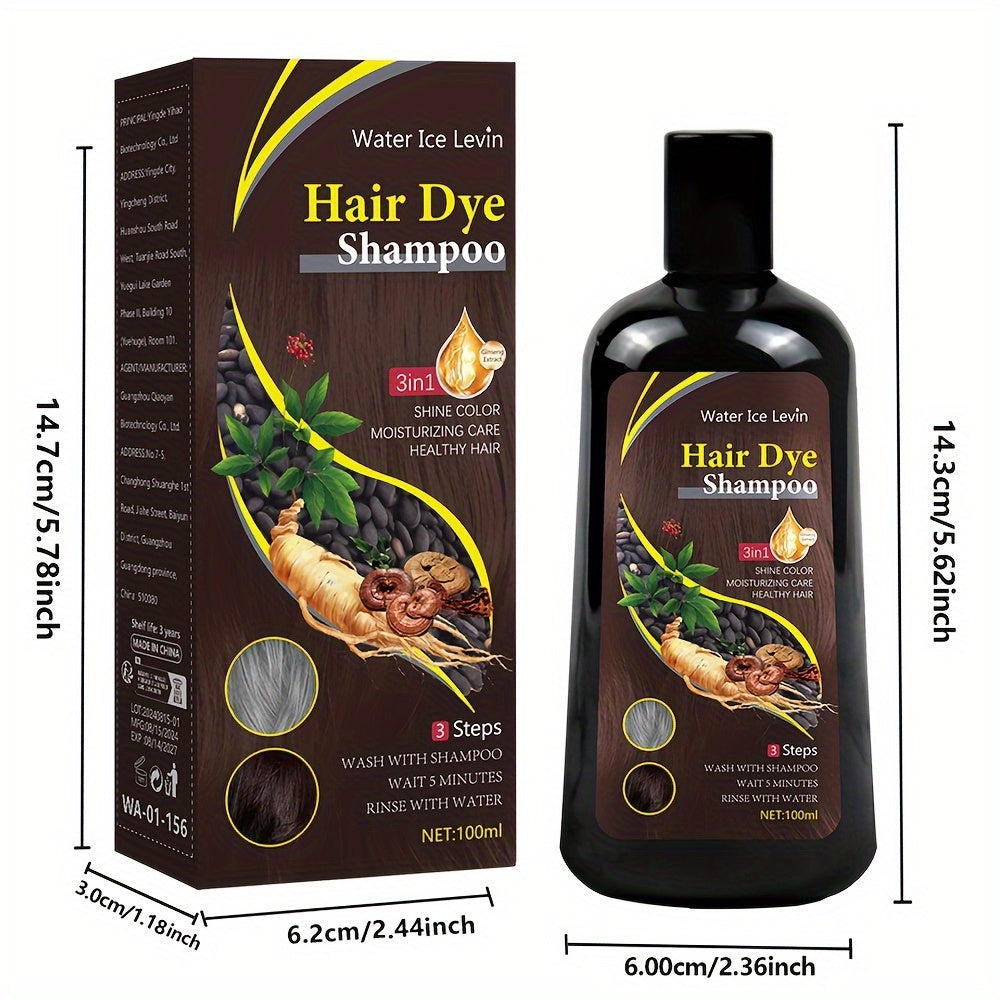 Brown Hair Coloring Shampoo, Instant Hair Coloring Shampoo 3 in 1 Nourishing Hair Shampoo Hair Coloring Cover Gray Hair, Natural Long Lasting Hair Coloring Shampoo
