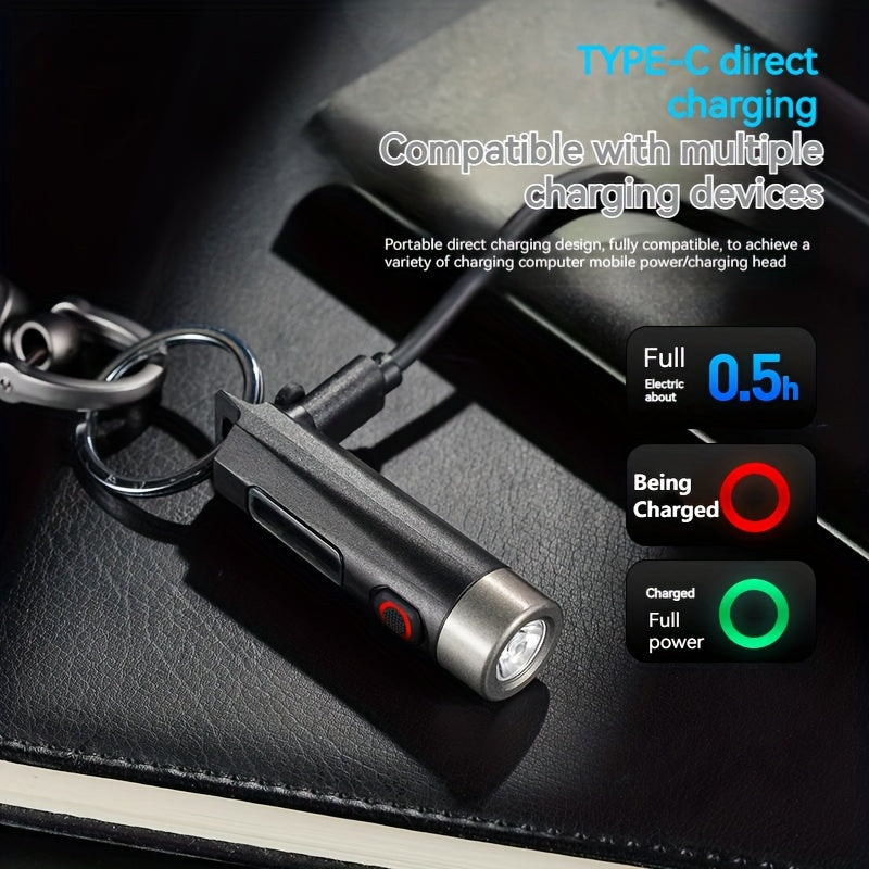 PHILIPS Bright light mini flashlight Portable pendable keychain purple light flashlight Tpye-C charging night commute travel essential, Camping Gear, Emergency Light, Lightweight Flashlight, Typec Charging, Powerful Beam, Han