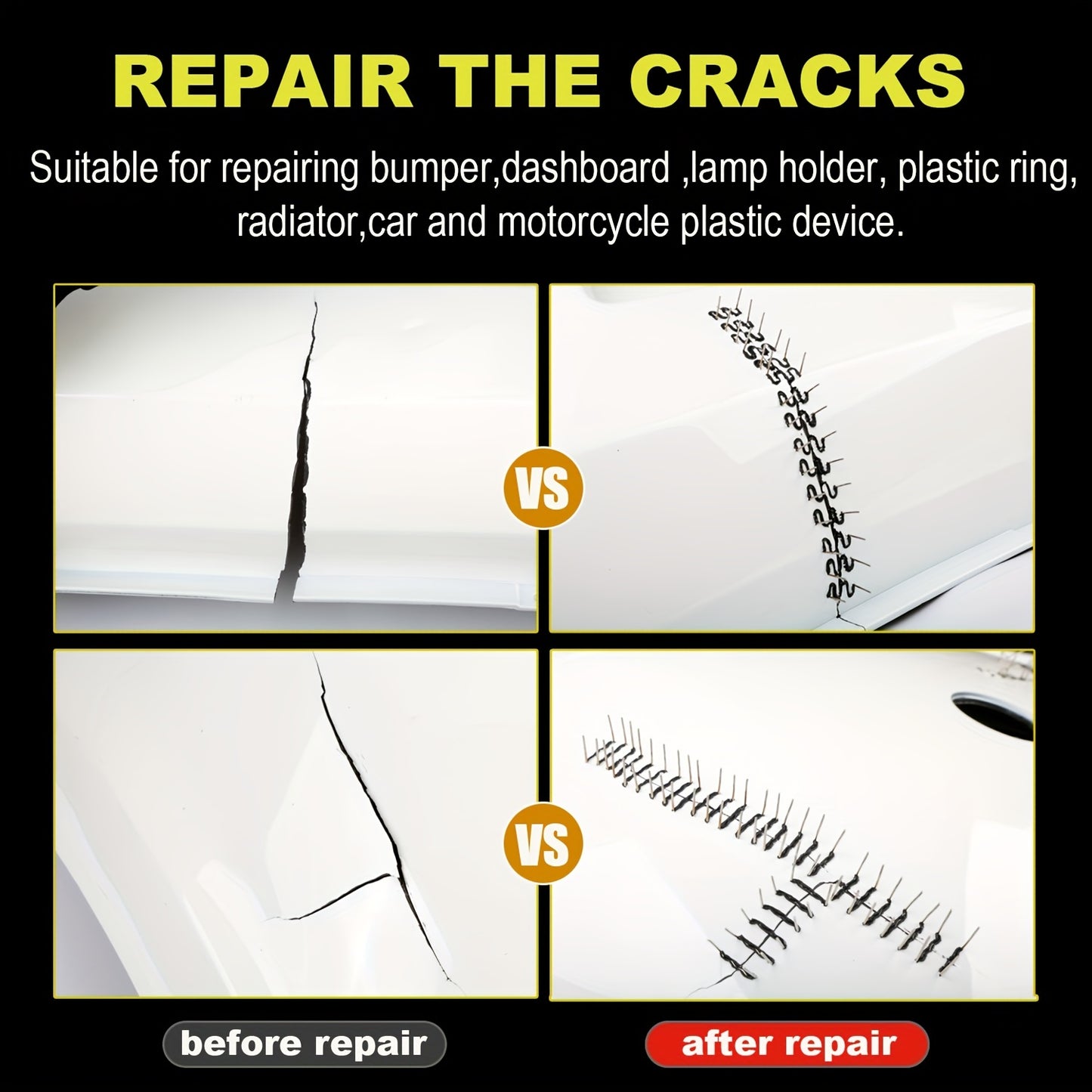 Hot Stapler Mini Plastic Welding Machine Plastic Repair Welder Kit, Car Bumper Repair Kit With 400Pcs/800Pcs Flat/Wave/Outside Inside Corner Hot Staples For Repairing Crack Broken Plastic 220V EU PLUG