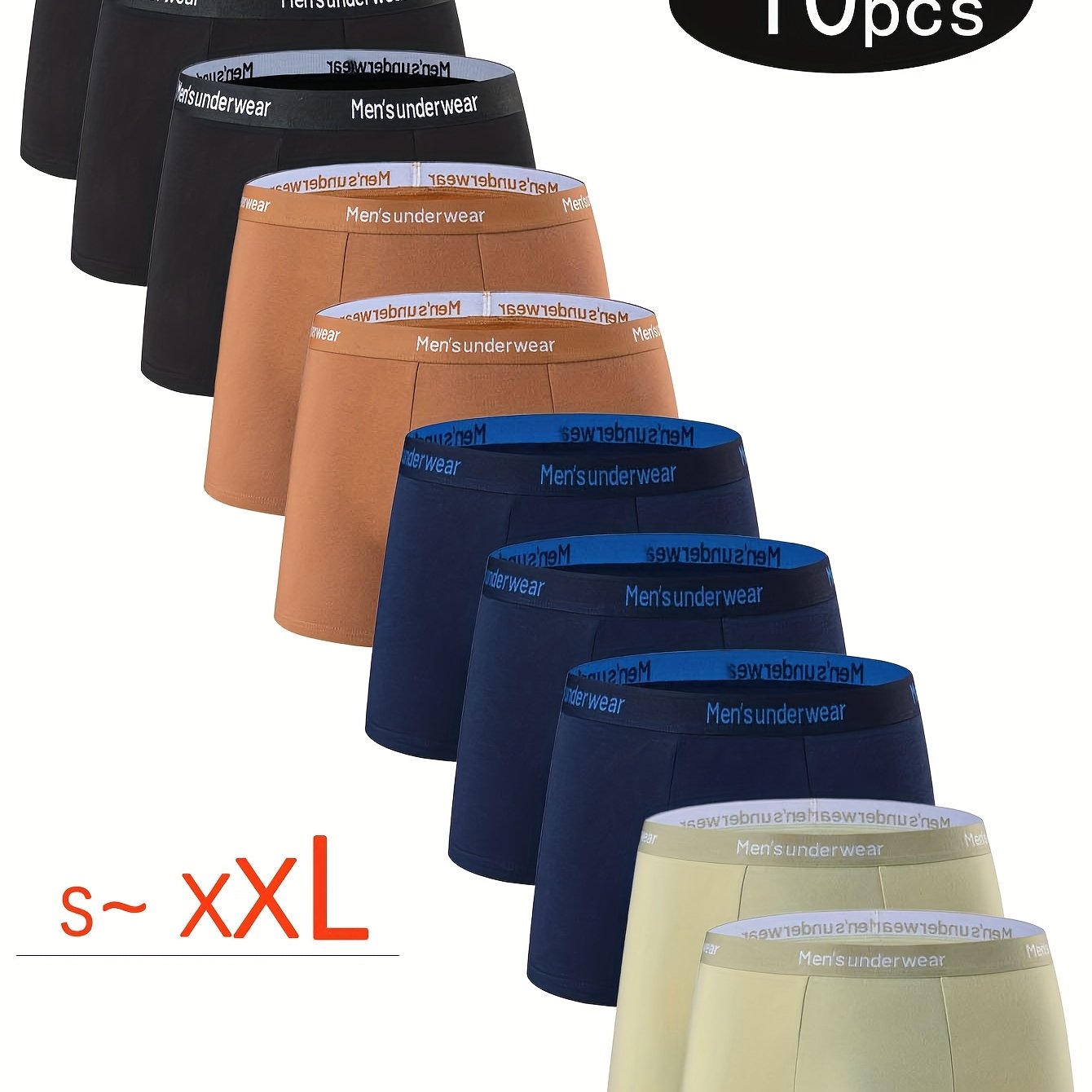 10pcs Men's Cotton Underwear, Casual Boxer Briefs, Breathable Comfort Stretch Sports Short Pants, Underwear for Men Boxers, Boxer Shorts for Men Personalised Gifts, Leisure Underwear, Casual Wear, Snug Fit, Stretchable Fabric