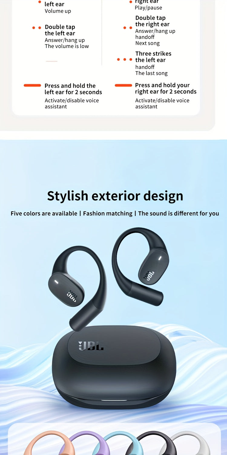 JBL Sense Lite sound circle, open wireless headphones, non-bone conduction sports running exercise travel hanging ear type non-clip ear headset, long-term wear, ultra-long battery life, enhanced bass, sound quality and clear